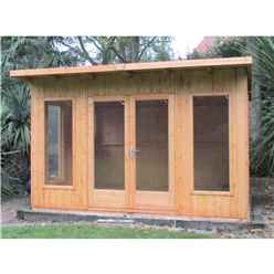 12ft X 10ft (3.59m X 2.99m) - Premier Pent Wooden Summerhouses - 6 Windows - Double Doors - 12mm T&g Walls - Extra Strength Floor 16mm T&g
