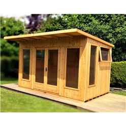 12ft X 10ft (3.59m X 2.99m) - Premier Pent Wooden Summerhouses - 6 Windows - Double Doors - 12mm T&g Walls - Extra Strength Floor 16mm T&g