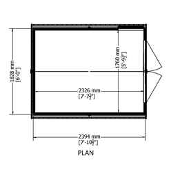 8ft X 6ft (2.38m X 1.78m) - Tongue And Groove - Apex Garden Shed / Workshop - 1 Window - Double Doors