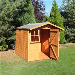 7ft X 9ft (2.05m X 2.61m) - Tongue & Groove - Apex Garden Shed - Veranda - 2 Windows - Single Door - 12mm Tongue And Groove Floor