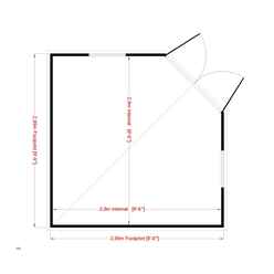 10ft X 10ft  (2.99m X 2.99m) - Tongue And Groove - Corner Wooden Garden Shed / Workshop - 2 Windows - Double Doors - 12mm Tongue And Groove Floor
