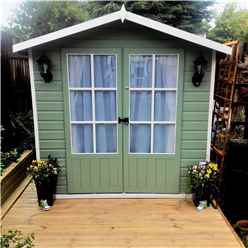 Installed 7ft X 5ft (1.55m X 2.05m) - Premier Wooden Summerhouse - Double Doors - 12mm Tongue And Groove Floor Installation Included