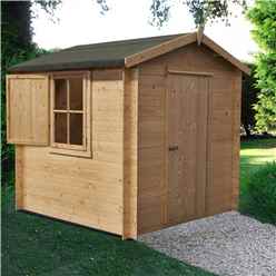 2m X 2m Premier Apex Log Cabin With Single Door And Window Shutter + Free Floor & Felt (19mm)