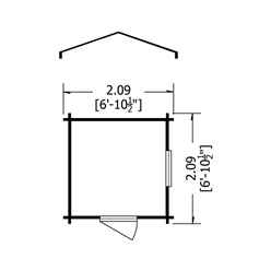 2m X 2m Premier Apex Log Cabin With Single Door And Window Shutter + Free Floor & Felt (19mm)