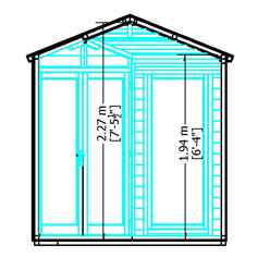 7ft X 7ft (2.16m X 2.16m) - Premier Corner Wooden Summerhouse - Double Doors -  Side Windows - 12mm T&g Walls & Floor