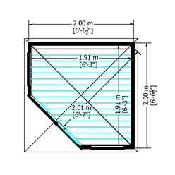 7ft X 7ft (2.16m X 2.16m) - Premier Corner Wooden Summerhouse - Double Doors -  Side Windows - 12mm T&g Walls & Floor