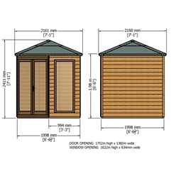 7ft X 7ft (2.16m X 2.16m) - Premier Corner Wooden Summerhouse - Double Doors -  Side Windows - 12mm T&g Walls & Floor