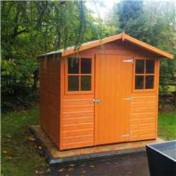 7ft X 9ft (2.05m X 2.61m) - Tongue & Groove - Apex Garden Shed - Veranda - 2 Windows - Single Door - 12mm Tongue And Groove Floor