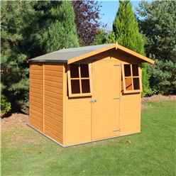 7ft X 9ft (2.05m X 2.61m) - Tongue & Groove - Apex Garden Shed - Veranda - 2 Windows - Single Door - 12mm Tongue And Groove Floor