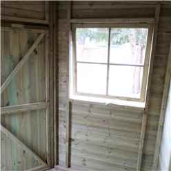8ft X 8ft (2.25m X 2.25m) - Pressure Treated Tongue And Groove - Corner Shed - 2 Opening Windows - Double Doors - 12mm Tongue And Groove