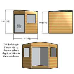 8ft X 8ft (2.25m X 2.25m) - Pressure Treated Tongue And Groove - Corner Shed - 2 Opening Windows - Double Doors - 12mm Tongue And Groove