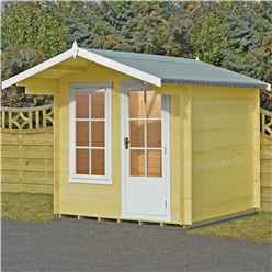 2.4m X 2.4m Premier Apex Log Cabin With Interchangeable Door And Window + Free Floor & Felt (19mm)