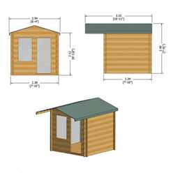 2.4m X 2.4m Premier Apex Log Cabin With Interchangeable Door And Window + Free Floor & Felt (19mm)