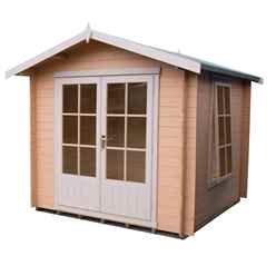 2.4m X 2.4m Premier Apex Log Cabin With Double Doors And Side Window + Free Floor & Felt (19mm)