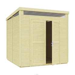 8ft X 8ft Pent Security Shed - Double Doors - 19mm Tongue And Groove Walls & Floor