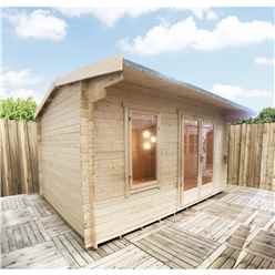 2.4m X 3.6m Premier Reverse Apex Home Office Log Cabin (single Glazing) - Free Floor & Felt (44mm)
