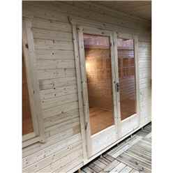 2.4m X 3.6m Premier Reverse Apex Home Office Log Cabin (single Glazing) - Free Floor & Felt (44mm)