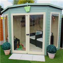 7ft X 7ft (2.69m X 2.05m) - Premier Corner Wooden Summerhouse - Double Doors - Side Windows - 12mm T&g Walls & Floor