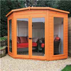7ft X 7ft (2.69m X 2.05m) - Premier Corner Wooden Summerhouse - Double Doors - Side Windows - 12mm T&g Walls & Floor
