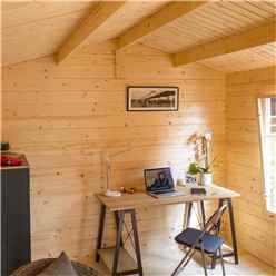 4.2m X 3.3m Home Office Apex Log Cabin - 28mm Wall Thickness (14ft X 11ft)