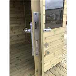 8ft X 6ft Pressure Treated Tongue & Groove Apex Summerhouse With Higher Eaves And Ridge Height + Overhang + Toughened Safety Glass + Euro Lock With Key + Super Strength Framing