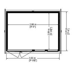 12ft X 7ft (3.59m X 2.23m) - Premier Reverse Wooden Studio - 2 Windows - Double Doors - 20mm Walls
