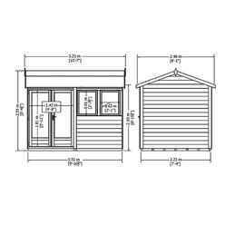 12ft X 7ft (3.59m X 2.23m) - Premier Reverse Wooden Studio - 2 Windows - Double Doors - 20mm Walls