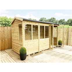 10ft X 6ft Reverse Pressure Treated Tongue & Groove Apex Summerhouse With Higher Eaves And Ridge Height + Toughened Safety Glass + Euro Lock With Key + Super Strength Framing