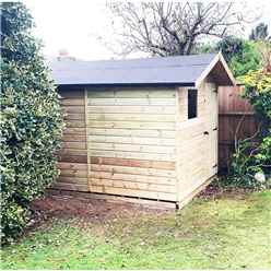 10ft X 8ft Premier Pressure Treated Tongue & Groove Apex - Higher Eaves & Ridge Height + Single Door + Front Window - 12mm Tongue And Groove Walls, Floor And Roof