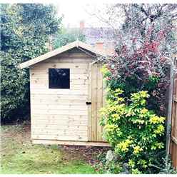 10ft X 8ft Premier Pressure Treated Tongue & Groove Apex - Higher Eaves & Ridge Height + Single Door + Front Window - 12mm Tongue And Groove Walls, Floor And Roof
