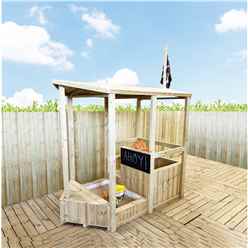 6ft X 3ft Pirate Ship And Sandpit Playhouse (includes Ship Steering Wheel, Chalk Board, 2 Bags Of Sand And Pirate Flag)