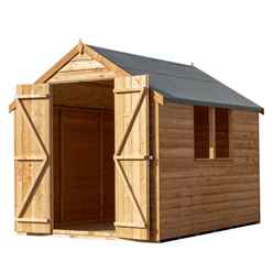 8ft X 6ft  (2.39m X 1.83m) - Super Value Overlap - Apex Wooden Garden Shed - 2 Windows - Double Doors