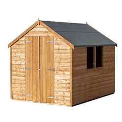 8ft X 6ft  (2.39m X 1.83m) - Super Value Overlap - Apex Wooden Garden Shed - 2 Windows - Double Doors