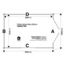 14ft X 8ft Neo Barn 28mm Log Cabin (19mm Tongue And Groove Floor And Roof) (4150x2350)