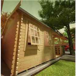 14ft X 14ft Amber 44mm Log Cabin (19mm Tongue And Groove Floor And Roof) (4150x4150)