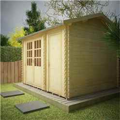 12ft X 8ft Storage 44mm Log Cabin (19mm Tongue And Groove Floor And Roof) (3550x2350)
