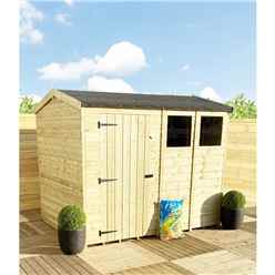 8ft X 6ft  Reverse Super Saver Pressure Treated Tongue & Groove Apex Shed + Single Door + High Eaves (72) + 2 Windows