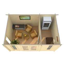 4.7m X 3.2m Log Cabin - Double Glazing (28mm Wall Thickness) - 3 Single Windows - Double Doors + Internal Wall And Single Door - *flash Reduction - Fast Delivery