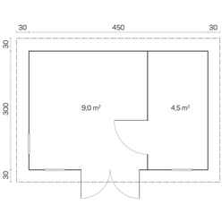4.7m X 3.2m Log Cabin - Double Glazing (28mm Wall Thickness) - 3 Single Windows - Double Doors + Internal Wall And Single Door - *flash Reduction - Fast Delivery