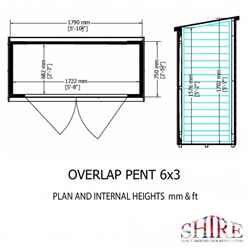 6ft X 3ft (1.8m X 0.9m) - Pressure Treated - Value Overlap - Pent Garden Shed - Windowless - Double Doors