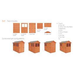 8ft X 4ft Tongue And Groove Shed With Double Doors (12mm Tongue And Groove Floor And Apex Roof)