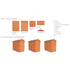 8ft X 4ft Windowless Tongue And Groove Shed With Double Doors (12mm Tongue And Groove Floor And Apex Roof)