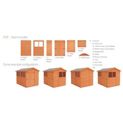 8ft X 6ft Tongue And Groove Shed With Double Doors (12mm Tongue And Groove Floor And Apex Roof)