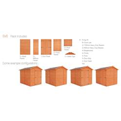 8ft X 6ft Windowless Tongue And Groove Shed With Double Doors (12mm Tongue And Groove Floor And Apex Roof)