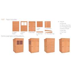 4ft X 4ft Tongue And Groove Pent Shed With Double Doors (12mm Tongue And Groove Floor And Roof)