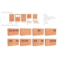 12ft X 4ft Tongue And Groove Pent Shed With Double Doors (12mm Tongue And Groove Floor And Roof)