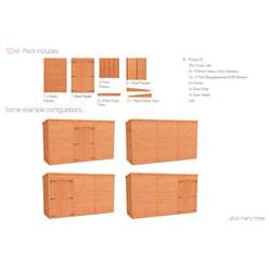 12ft X 4ft Windowless Tongue And Groove Pent Shed With Double Doors (12mm Tongue And Groove Floor And Roof)
