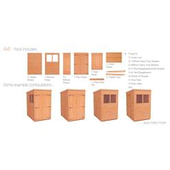 4ft X 6ft Tongue And Groove Pent Shed Double Door (12mm Tongue And Groove Floor And Roof)