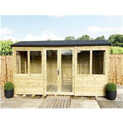 7ft X 9ft Reverse Pressure Treated Tongue & Groove Apex Summerhouse + Long Windows With Higher Eaves And Ridge Height + Toughened Safety Glass + Euro Lock With Key + Super Strength Framing