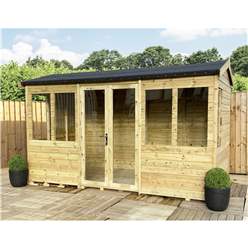 7ft X 9ft Reverse Pressure Treated Tongue & Groove Apex Summerhouse + Long Windows With Higher Eaves And Ridge Height + Toughened Safety Glass + Euro Lock With Key + Super Strength Framing